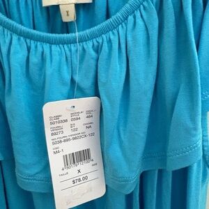 Blue Laura plus Off-Shoulder top